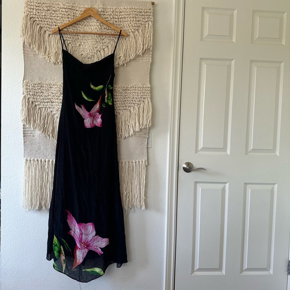 Rococo Sand Black Strappy Cowl Neck Floral Maxi Dress